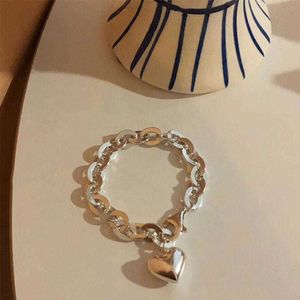 2021 New Fashion Heart-shaped Bracelet Silver Plated Summer Jewelry Hollow Punk Vintage Bracelet Trendy Metal Gifts Chain R D9h5 G1026