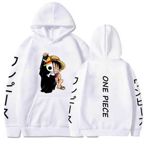 Anime One Piece Rufy Unisex Hip Hop Felpa con cappuccio da donna Manga Felpe Boy Girl Clothes Y0816