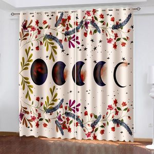 Curtain & Drapes 3D Printing Plant Multi Color Retro Shape Pattern Bedroom Living Room Custom Suit With Hook Accessories