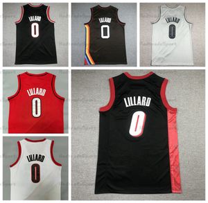 Mi08 Mens 0 Damian Lillard Basketball Jerseys 2022 Red White 75th City Black Jersey Earned Grey Stitched Shirts S-XXL