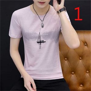 Sommar tryckt kortärmad T-shirt Män Tunn sektion Loose Short-Sleeve Mode Märke i Hong Kong 210420