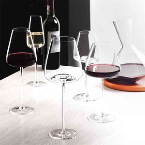 アートワーク500-600mlコレクションレベル手作り赤ワインガラス超薄型クリスタルブルゴーニュボルドーゴブレットアートビッグベリーテイスティングカップ210827