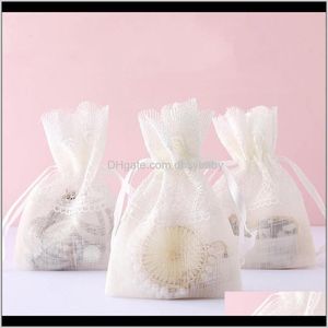 Påsar, påsar Packaging Display Drop Delivery 2021 50st Explosion Models White Feather Lace Storage Finishing Jewelry Bag Pose Wholesale B