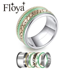 Кластерные кольца Floya Leopard Band Ring в заявлении комбинированной из нержавеющей стали арктической симфонической коллекции Геометрическая свадьба