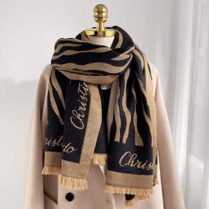 O padrão de onda inverno lenço pashmina marca quente moda mulheres cashmere lã longa xaile wrap