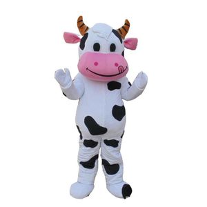 Costume della mascotte della mucca da latte di Halloween Alta qualità personalizza Cartoon mucche bianche nere Peluche Anime personaggio a tema Formato adulto Carnevale di Natale in maschera