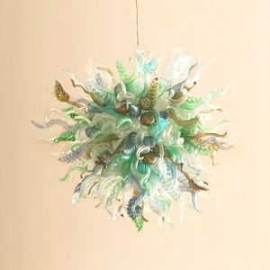 Crystal Lamp Round Hand Blown Murano Glass Chandelier Multi Flower Lighting Spirals Leaves Twists Design Luxury Hotel Villa Art Decorations Custom 28 or 32 Inches
