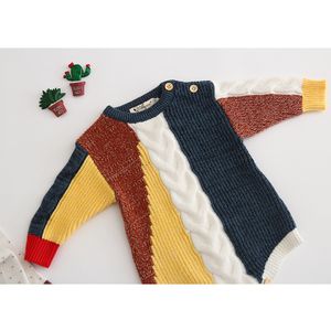 Roupa de menina de bebê de malha infantil menino costurando suéter manga longa toddler jumpsuits recém-nascido peido roupas boutique bebê roupas 1633 b3