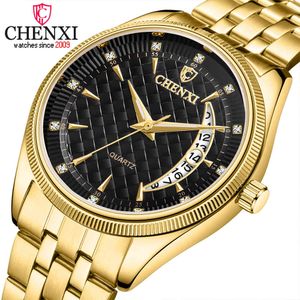 Chenxi Top Men Watch Luxury Märke Rostfritt Stål Vattentät Quartz Armbandsur Mens Klockor Fashion Golden Business Male Clock Q0524