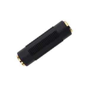 Schwarzer Audio-Adapter-Anschluss, 3,5-mm-Buchse auf 3,5-mm-Stereo-Klinkenstecker, vernickelter Extender-Konverter