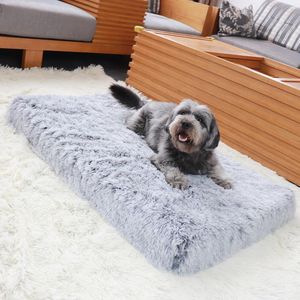 Kennels & Pens Long Plush Dog Bed Pet Cushion Rectangular Blanket Soft Fleece Cat Puppy Chihuahua Sofa Mat Pad For Small Large Dogs