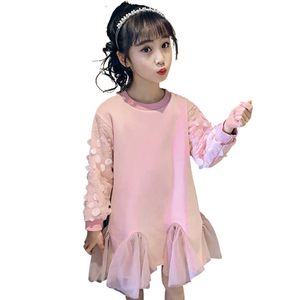 Dress Girl Mesh Party Appliques Children Spring Autumn Clothes For s 6 8 10 12 14 210528