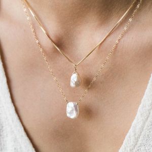 Natural Baroque Pearl Necklace Handmade Jewelry Gold Filled Choker Pendants Femme Kolye Collares