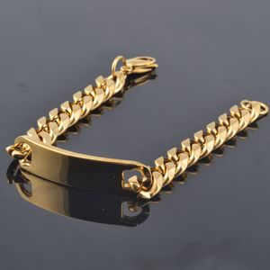 Högkvalitativ guldfärg Rostfritt stålarmband Män kedjelänk Fashion Smycken ID Armband Bangles 8/10 / 15mm