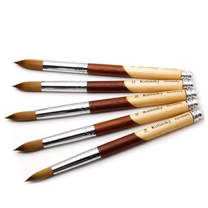 Kolinsky Acrylic Nail Art Brush UV Gel Polish Carving Pen Brush Liquid Powder Nail Drawing Wood Handle Minh Hair Brushes Set