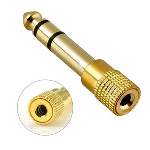 Soquete de 3,5 mm para plugue de 6,5 mm Conectores de áudio Adaptador estéreo Ouro Qualidade Premium Adaptador de fone de ouvido de 6,35 mm 1/4 de polegada