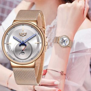 Classic Women Rose Gold Top Märke Luxury Laides Klänning Business Fashion Casual Vattentät Klockor Quartz Kalender Armbandsur 210527