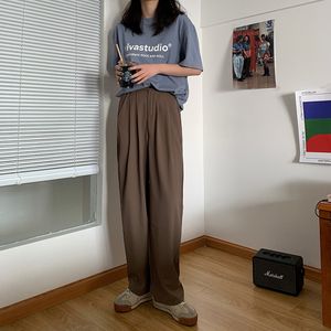 2 kolory koreański styl stały kolor garnitur prosty spodni żeński wiosna jesień wysoki talia długie spodnie damskie (F4275) 210423
