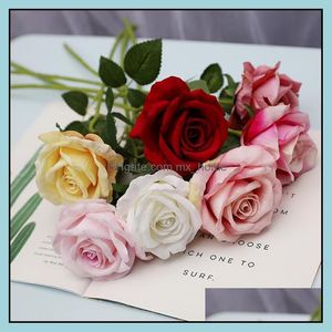 Fiori di rose artificiali Ghirlande di flanella Bouquet da sposa Cor Polso Fiore Copricapo Centrotavola Decorazioni per feste a casa Gga2529 Drop Delivery