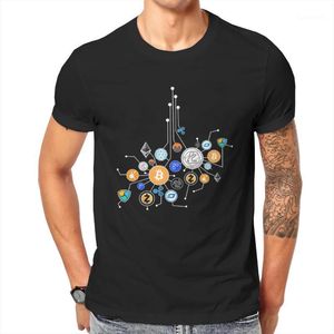 Homens camisetas Rede de Cryptocurrency dos homens. Crypto Anime Blockchain Vintage Clássico O Collar Tees