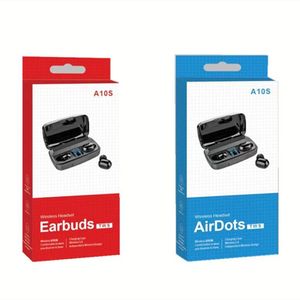 A10S TWS trådlöst hörlurar Örhuddar Bluetooth 5.0 Touch Control Headphone Display Power Stereo Earbouds Headset 1800mAh Support för laddningstelefon