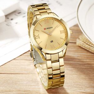Подарки для женщин мода повседневные стальные кварцевые часы Curren бренд часы женские часы Relogio Feminino 9007 210616