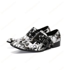 Italien modemän klär skor fest bröllop handgjorda oxfords man patent läder skor metall dubbel spänne nitar stor storlek 46