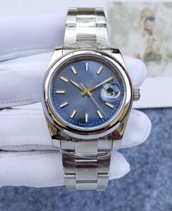 36mm 여자 시계 사파이어 블루 미러 기계적 자동 자동 가벼운 외부 반지 스테인레스 스틸 손목 시계 여성 선물 시계