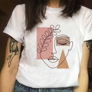 Güzel Geometri Baskı T Gömlek Kadın 90 S Grafik T-shirt Harajuku Tops Tee Sevimli Kısa Kollu Hayvan 2021 Casual Kadın Tişörtleri X0628