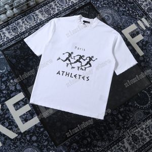 22ss Erkek Kadın Tasarımcılar T-Shirt Tee Maraton Koşu Baskı Kısa Kollu Adam Ekip Boyun Paris Moda Streetwear Beyaz Siyah Mavi Xinxinbuy XS-L