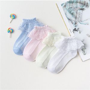 Skarpetki Lato Moda Dzieci Baby Girl Ruffle Sock Cute Frilly Torddle Designer White Pink Lace Kid Dla Dziewczyn