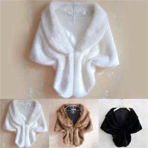 Women Plush Faux Fur Bridal Wedding Jacket Wrap Shrug Bolero Shawl Cape 211122