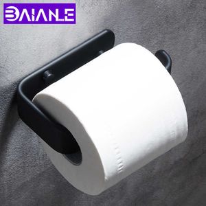 Toilet Paper Holder Black Aluminum Creative Bathroom Roll Decorative Towel s Wall Mounted WC Rack 210709