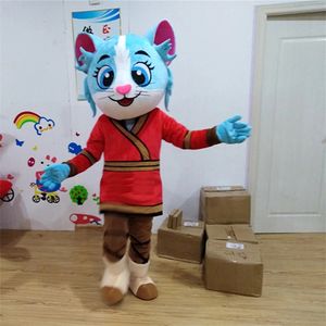 Performance Blue Cat Mascot Trajes Christmas Festa Dos Desenhos Animados Dos Desenhos Animados Personagem Personagem Personagem Personagem Suporte Adultos Tamanho Carnaval Xmas Pássaros Publicidade Tema Roupas