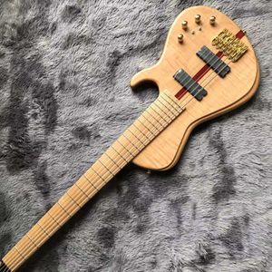 Wholesale шея через тело на заказ магазин Maple Top Ash Wood 6 Strings Bass электрическая бас-гитара