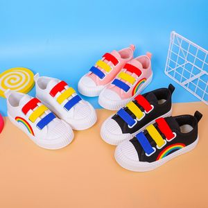 Kids Antislip Soft Bottom Sneaker Flat Children Size Girls Boys Sports Baby Breathable Rainbow Canvas Shoes