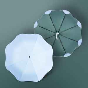 Şemsiye Otomatik kadın şemsiye sevimli rüzgar dayanıklı üç katlanır tam otomatik 8 kaburga parasol anti uv güvenli rüzgar geçirmez seyahat güneş / yağmur um