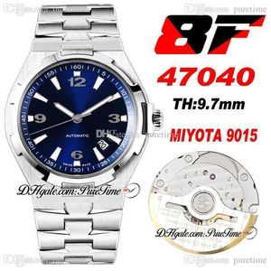 V8F Overseas 47040 Ultra-Thin Miyota 9015 Automatic Mens Watch 42mm Blue Dial White Stick Markers Stainless Steel Bracelet Super Edition Watches Puretime A1