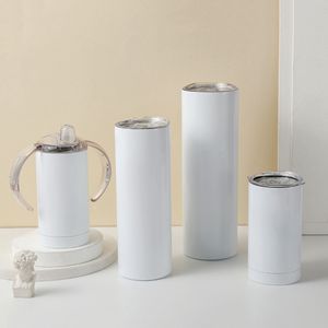 12oz / 20oz / 30oz em linha reta sublimação tumbler 12oz copo de sippy para crianças branco em branco em branco com tampas de xícaras 15 pcs rápido enviar lla836