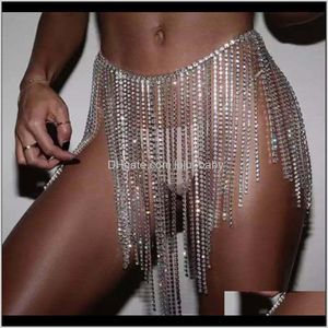 Belly Chains Drop Delivery 2021 Sexy Tassel Diamond Waist Female Stage Body Chain Jewelry Bikini Accessories 8D24F