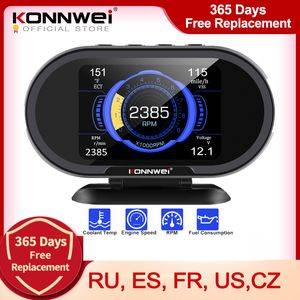 Konnwei KW206 OBD2 Computador a bordo Auto carro Digital Display OBD 2 Scanner Consumo de combustível Medidor de temperatura da água