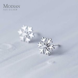 Söt snöflinga romantisk zirkonium av örhängen för kvinnor 925 sterling silver smycken tjejläge bijoux 210707