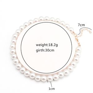 Boheemse elegante 4-14mm wit gesimuleerde parel choker ketting ronde kraal kettingen bruiloft geschenken voor vrouwen zoete meisje mode-sieraden