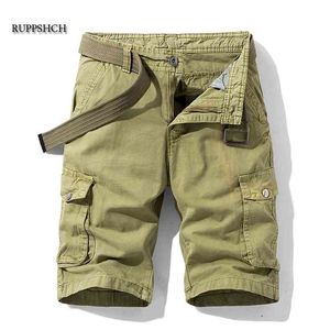 Männer Sommer Taktische Baumwolle Cargo Shorts Mode Lässig Multi-Tasche Lose Militär Uniform Hosen 210713