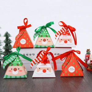 Wholesale paper ribbon decorations resale online - Christmas Decorations Paper Gift Box Colorful Ribbon Merry Candy Cookie Xmas Favor Bags DIY Baking Cake Dessert Packing Boxes