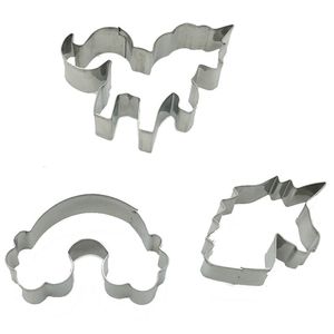 3pcs/set Stainless Steel Unicorn Cookie Cutter Candy Biscuit Mold Baking Tools Rainbow Metal Pastry Cake Fondant Cutters Mould
