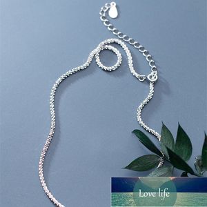 Colares de prata pura para as mulheres 16inch 2mm Starry Link Chain Colar Curto Collier Gargantilha Jóias de casamento Acessórios Bijoux