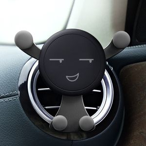 Car Phone Holder Air Vent Clip Smile Face Mount Mobile Cell Stand GPS Support For iPhone 12 Pro Max