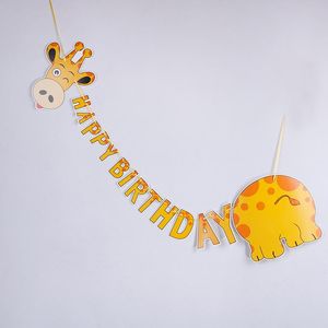 Set Happy Birthday Giraffe Paper Banner Hanging DIY Party Decor Bunting Levert Decoratie
