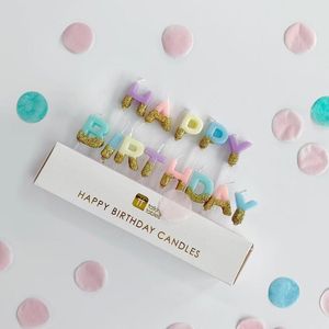 Outras festas festivas fornecem decorações corea cor brilhante em pó de ouro brilhante letra prateada letra princesa aniversário inglês bolo de baking